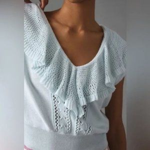 Anthropologie Short Sleeve Pointelle Sweater